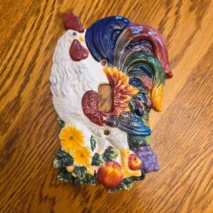 Vintage Ceramic Rooster Light Switch Plate Cover Country Farmhouse Kitchen Decor